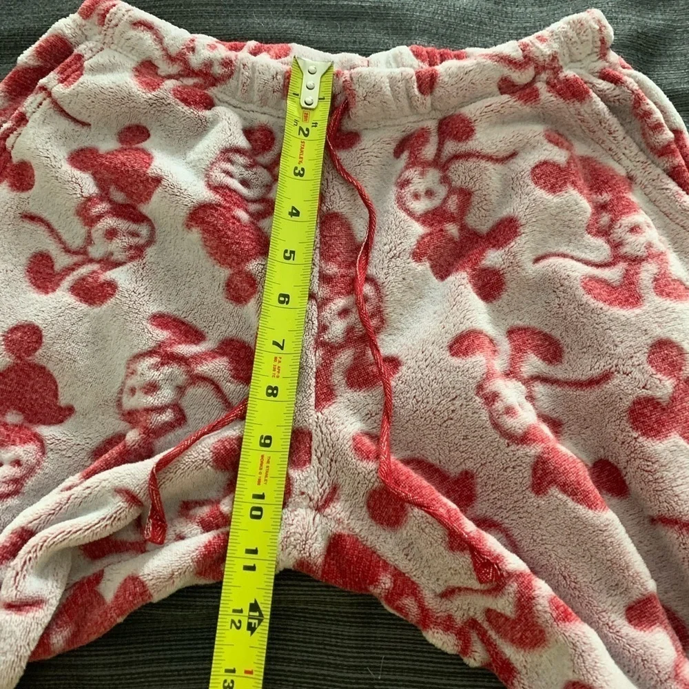 Disney Fleece Mickey Mouse Pajama Set Top Pants Red Cream Medium